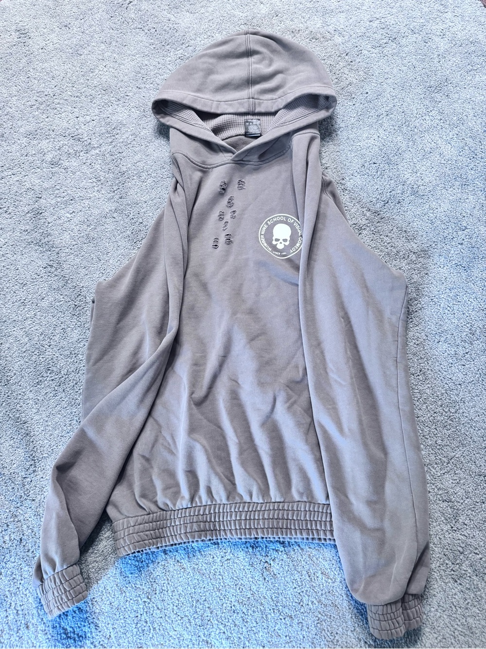 Number (N)Ine Skull Logo Hooded Men's Sweater - Tan